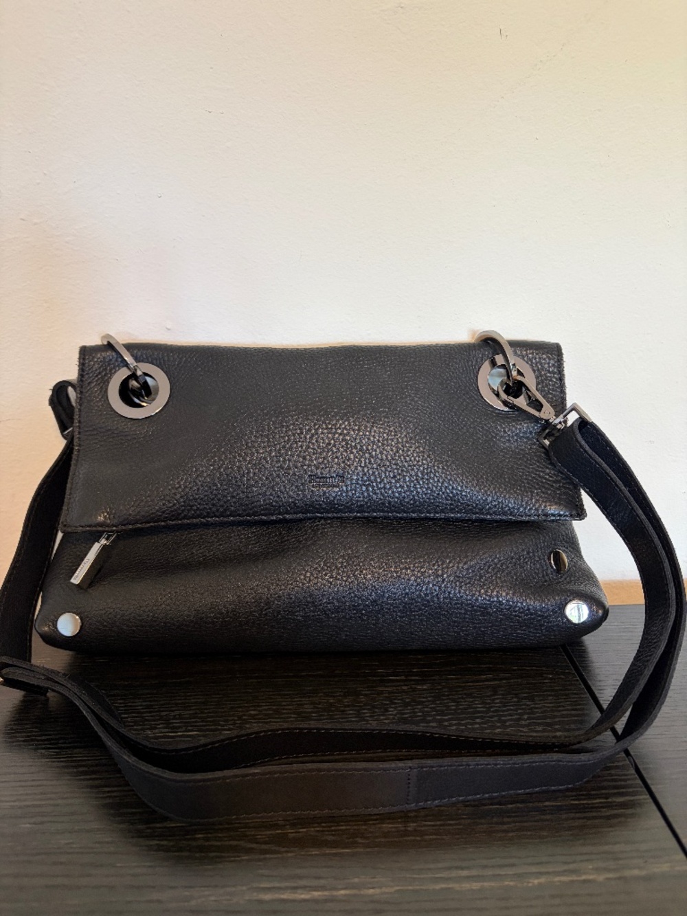 EUC VIP Hammitt Montana Convertible Crossbody Clutch - Black & Gunmetal GORGEOUS